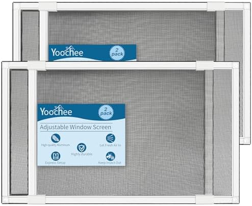 Fensterbeschläge | Erweiterbares Fenstergitter (18″ H x 25″ – 49″ B), 2er-Pack große verstellbare Fenstergitter – langlebiger Ersatzscreen für Fenster Fensterbeschläge Fensterbeschläge